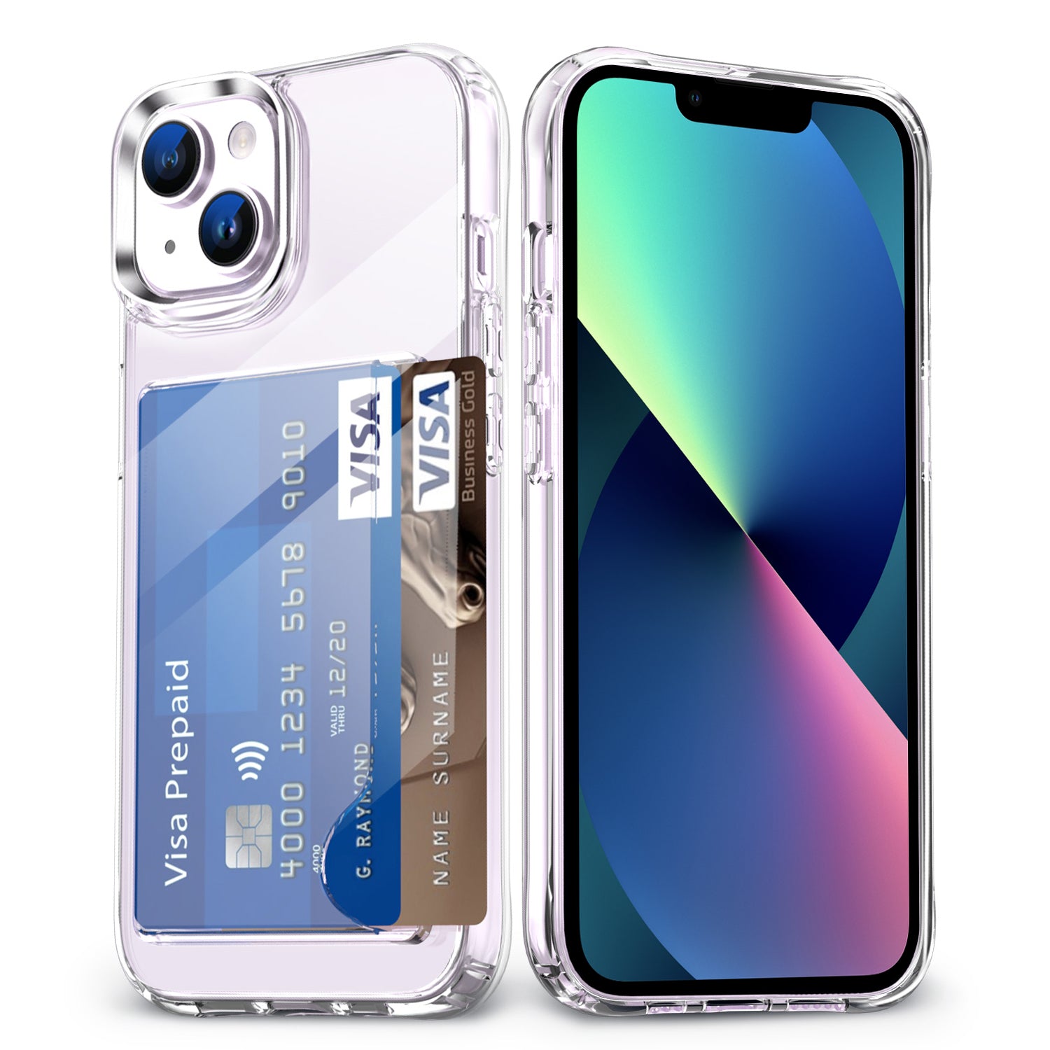 Transparent Phone Case for iPhone 13 Card Holder TPU + Acrylic Airbag Corner Phone Cover Transparent Phone Case for iPhone 13 Card Holder TPU + Acrylic Airbag Corner Phone Cover
